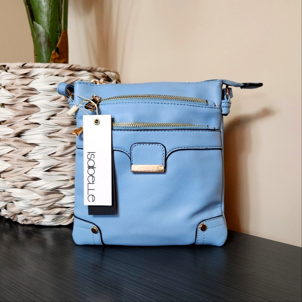 ISABELLE | Vegan, Light Blue, Adjustable Strap, Crossbody Bag